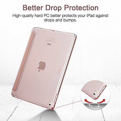 iPad Pro 9.7 Hülle, ESR® Yippee Series Auto aufwachen / Schlaf Funktion Wickelfalz Ledertasche mit Lichtdurchlässig Rückseite Abdeckung Leichtgewicht Schutzhülle für iPad Pro 9.7 Zoll (Rose Gold) - 9
