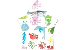 Chickwin Poncho à Capuche Enfants, Microfibre Serviette avec Capuche Cartoon Peignoir De Séchage Rapide Robe de Bain Plage Poncho de Natation pour garçons et Filles
