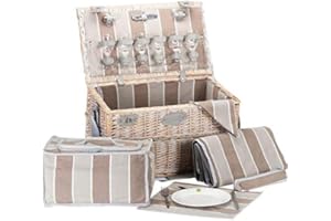 Les Jardins de la Comtesse - Cesta Picnic Chinon para 6 Personas con un Bolso isotermo y un Mantel a Reverso Impermeable - Dimensiones: 53x31x30cm