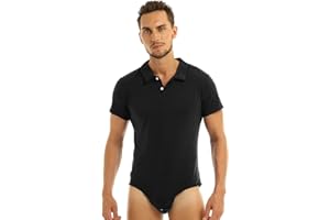 Agoky Body Chemise à Manches Courtes Homme T-Shirt Barboteuses Maillot De Corps Justaucorps Gymnastique Sport Combinaison Fitness Eté Bodysuit