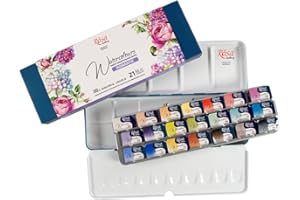 Krevo Art Finste Aquarelle Romantique Boîte à peinture pour artiste 21 x 1/1 dans une boîte en métal