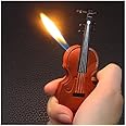 Abhsant Creative Guitar Shape Inflatable Lighter Open Flame Cigarette Lighter Personalized Key Chain Cigarette Violin Keychain, Gift for Musical Lovers(Gas Not Included)