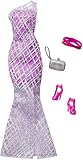 Damen Fit Most barbieâ Dolls Barbie DHC60 - Mode und Accesoires Sortiment, Kleid, Abendkleid beglittert, inkl. Gürtel, Schuhe und Handtasche