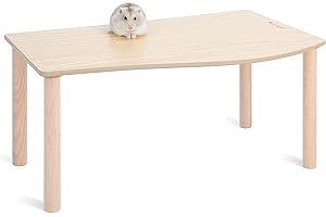 Niteangel Hamster Play Plataforma de madera para hámsters sirios enanos, jerbos ratones degus u otras mascotas pequeñas (onda - 7 pulgadas de altura, Burlywood)