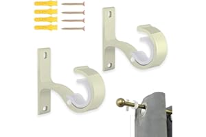 AZWOOD Staffe per aste per tende da soffitto, 2 pezzi, staffe per aste per tende da appendere, ganci regolabili per asta di fissaggio con vite per asta da 28 mm, POLEBRACKETS-001