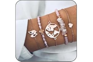 Edary Armband-Set mit Quasten, weißes Marmor-Armband, mit Herz, Perlen-Handkette, verstellbar, für Damen und Mädchen