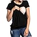 Produktbild URSING_Damen Umstandsmoden Wickel Top Sommer Kurzarm T-Shirt Rundhals Stilltop Stillshirt Lagendesign Wickeln-Schicht Doppelschicht Bluse Umstandstop Schwangerschaftsshirt (L(Asian L=EU M), Schwarz)