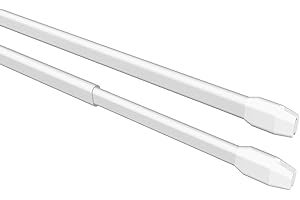 Flairdeco Vitragestangen mit Schraubhaken, Scheibenstangen oval, Metall-Kunststoff, Weiß, ausziehbar 50-80 cm, 4 Stück