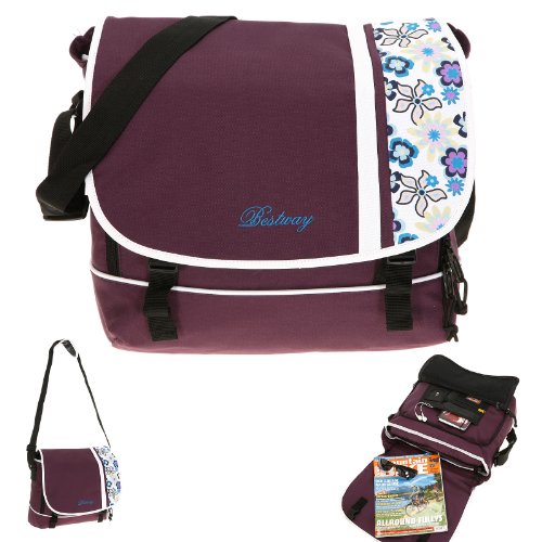 BESTWAY Tasche SIDEWAYS Schultertasche Laptoptasche Kuriertasche Messenger mit LAPTOPFACH 32 x 27 cm / LILA