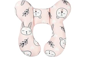 vocheer Oreiller de voyage pour bébé pour soutien de la tête et du cou pour poussette, siège auto, voyage (ours blanc)