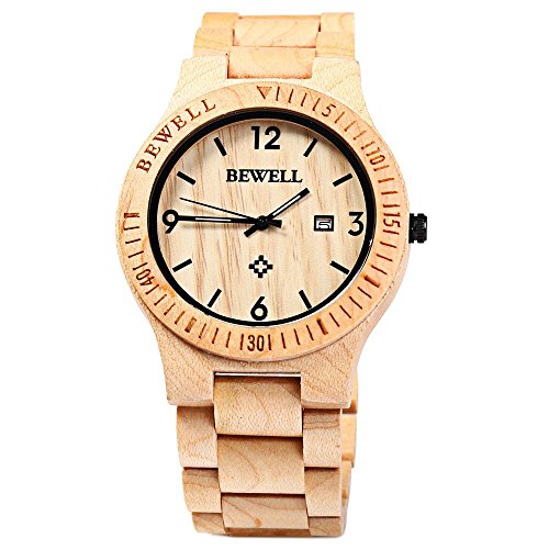 Bewell ZS - W086B Herrenuhr,Mnneruhr,Holz Bangle Quarz Uhr mit Kalender Anzeige,Armbanduhr fr Mann,Natrliche Holz Hlzerne Uhr,Japanisches Quarzwerk Zeiger Bewell ZS - W086B Herrenuhr,Mnneruhr,Holz Bangle Quarz Uhr mit Kalender Anzeige,Armbanduhr fr Mann,Natrliche Holz Hlzerne Uhr,Japanisches Quarzwerk Zeiger