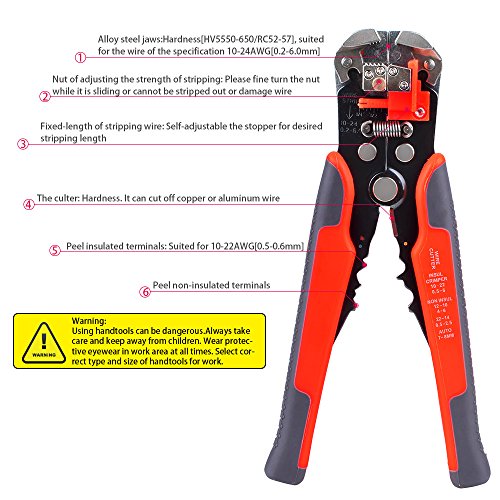 Kuman Industrial Tools 8-Inch Self-Adjusting Automatic Wire and Cable Stripper Cutters Crimper Stranded Wire Cutting for Industry P8100 - 2