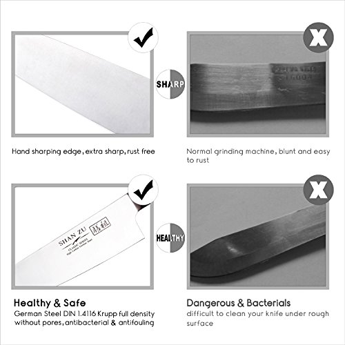 Küchenmesser Professionelle Kochmesser 20cm Allzweckmesser Hochgekohlt Edelstahl Messer Komfort Pakka Holz Griff - 3