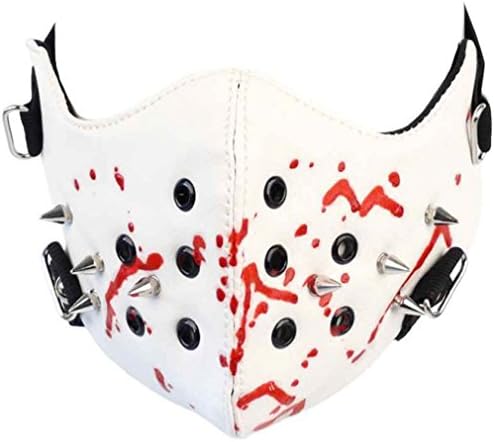 Rock Daddy Half Mask Leather Chain Blood &amp; Spikes