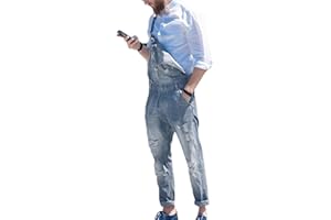 each women Tuta Slim da Uomo Salopette da Lavoro Strappata Salopette Classica in Denim Salopette Streetwear Salopette