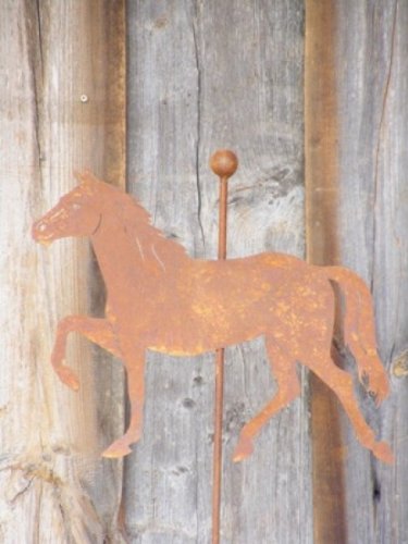 Edelrost Pferd auf Stab, Gartenstecker Rost