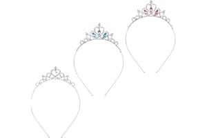 AUEFUDQ Lot de 3 serre-tête princesse tiar couronne strass cristal perle pour femme et fille mariage bal fête