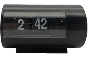 HXZB A Forma di Batteria Auto Flip Clock, Alimentato A Batteria Moderna semplicità Digital Desk Clock per Casa, Ufficio, La Decorazione del Salone, 4 Colori,Nero