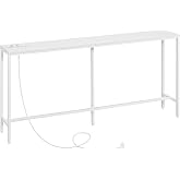 MAHANCRIS Console Table with Power Outlets, Narrow Sideboard, Industrial Style Entryway Table with USB Port, Sofa Side Table