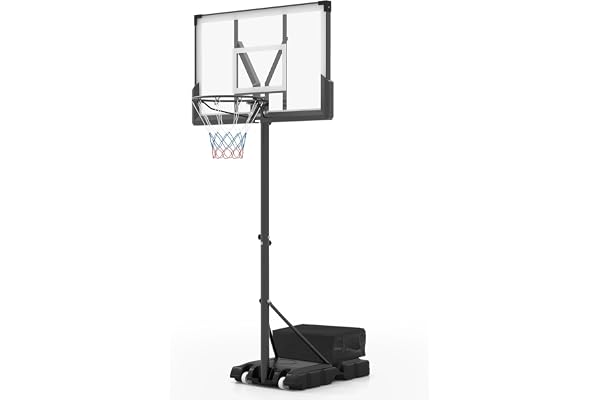COSTWAY Basketkorg för utomhusbruk, basketstativ 125–305 cm, justerbar höjd, pool, basketkorg med stativ, viktficka och 2 nät, bärbart basketsystem