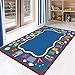 Produktbild WJSW Kinder Teppich Rutschfester Latexrücken,Alphabet Tiere Kinder Area Rug Spielzimmer & Kindergarten Teppich- Blau(140 * 200 cm),A2,60 * 90Cm