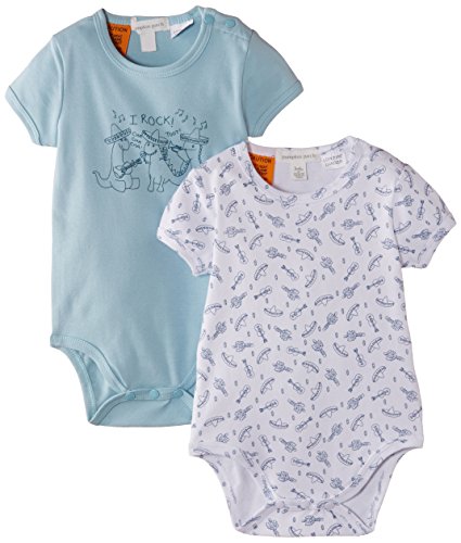 Pumpkin Patch Baby-Boys 2Pk Romper, Light Nile Blue, 12-18 Months
