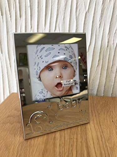 Cute Baby Picture Frame with imprinted Elephant Design and Baby letters. Ideal gift for first time parents or grandparents. Made from High Quality and Durbale Stainless Steel.
