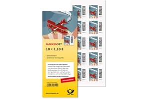 ‎PADCR 10 Briefmarken Deutsche Post 1,10 EUR Kompaktbrief inkl. 10 Umschläge DIN LANG (Luftpost)