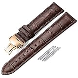 Leder Uhrenarmband 18mm 20mm 22mm iStrap Braun Ersatz Armband Rose Gold Deployment Gürtelschnalle Präge Muster für Männer Frauen