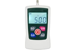 VISLONE Digital Force Gauge 500N/ 50kg/ 110Lb/ 1760oz Portable Push Pull Force Meter Unit Switchable Backlit Mini Dynamometer with 6 Fixture Heads, Storage Case, Auto Power off