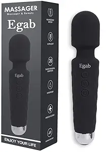 Egab Cordless Rechargeable Handheld Personal Body Massager with Vibration 8 Speeds, 20 Modes (Black)