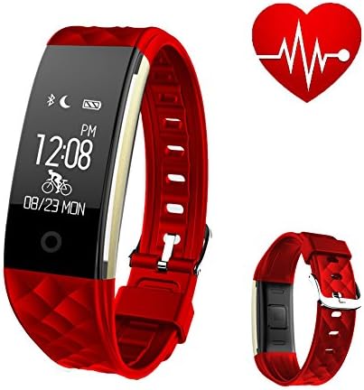 HOTSO Fitness Tracker HR, S2 IP67 Water Resistant Wearable Activity Tracker Sport Bracelet Calorie Cycling Reminder for iPhoneX 8 7 6 Plus Samsung S8 S7 S6 Edge Android or iOS, Red