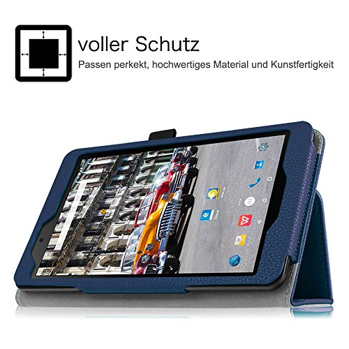 Fintie Odys Syno 8 Hülle Case – Slim Fit Folio Kunstleder Schutzhülle Cover Tasche mit Ständerfunktion und Stylus-Halterung für Odys Syno 20,3 cm (8 Zoll) Tablet-PC, Marineblau - 4