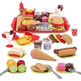 🍔Montage Spielzeug: Hamburger können zerlegt und DIY Montage. Die Früchte sind mit selbstklebendem Klettverschluss versehen,kinder können diese Lebensmittel mit einem Spielzeugmesser 