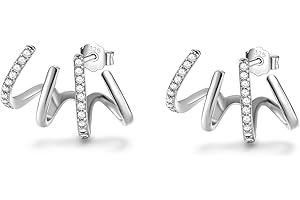 MOROTOLE Pendientes de garra de plata de ley 925 Pendientes de puño de garra para mujer Pendientes que parecen múltiples piercings Pendientes de oruga de oreja de plata dorada Chicas adolescentes