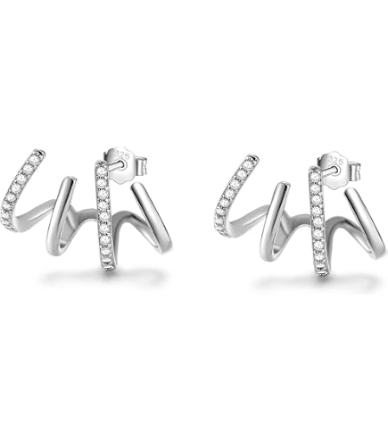 Boucles d'Oreilles Griffes en Argent Sterling 925 Manchette en Argent Doré Style Multi-Piercings pour Femmes et Adolescentes