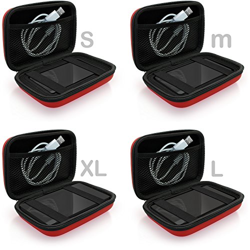 igadgitz Rot EVA Hart Festplattentasche Schutzhülle für Toshiba Stor.E Aiv TV Kit, Canvio Ready, Canvio Plus, Canvio Basics, Canvio Aeromobile, Canvio Aerocast Tragbare Externe Festplatte Etui Case - 3