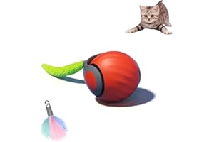 XUNNIU Nuevo Pelota interactiva para Gatos,Juguete Interactivo Gato y Perro con Reemplazable,Inteligente Que Gira 360° Bola interactiva para Gatos,Juguetes para Gato y Perros,Speedy Tail，Naranja-1pc