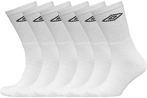 Umbro - Men's Sport Crew Socks (Pack of 6 Pairs) Cotton Rich Breathable Performance Sock