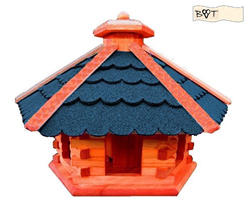 Vogelhaus, Vogelvilla MEGA-XXL Vogelhaus, Gartendeko aus Holz mit BLAU mit Ständer B70blMS Vogelhaus - 2