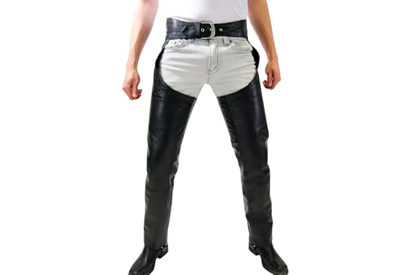 Bockle® 1991 Chaps en Cuir Lisse Noir pour Homme - Casual