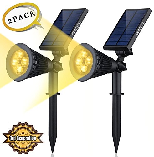 Siensync Warmweiße LED Solarleuchten, 2 Stück 3rd Generation 2-in-1 Wasserdicht Drahtlos Solarbetriebene Gartenleuchten für Hof, Wand, Garten, Rasen, Wege, Auffahrt, Terrasse