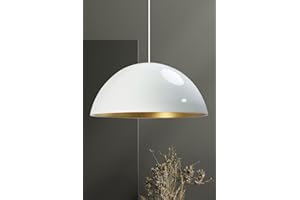 bamyum Lámpara de Cocina de 40 cm de Diámetro, Lipeo, Lámpara Colgante de Cocina, Metal E27, Lámpara de Mesa de Comedor, Lámpara Colgante de Salón, Lámpara Colgante Para Dormitorio - Blanco