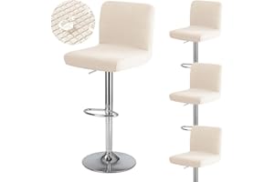Levoberg Fodera per sgabello da bar con schienale impermeabile, copertura per seggiolone da bar estensibile, fodera per sedia da sala da pranzo girevole lavabile, 4 pezzi, beige