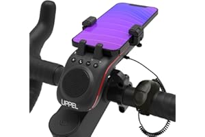 UPPEL Uchwyt rowerowy na telefon komórkowy z głośnikiem Bluetooth, powerbank 5000 mAh, dzwonek, mikrofon – wielofunkcyjny tryb TF/SD/AUX, do ekstremalnych i rekreacyjnych sportów rowerowych, rowerów