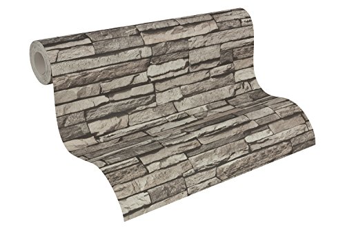 A.S. Creation 95833-1 10.05 x 0.53 m Stone Wallpaper - Charcoal/Grey