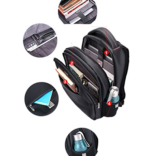 Evay 15,6 17 Zoll Business Laptop Rucksack Wasserdicht Mordern Rucksack für Damen Herren (15,6 Zoll, Schwarz) - 3