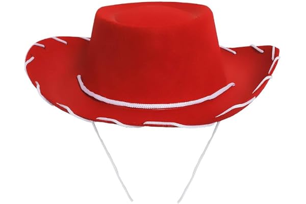 Barnets röda cowboyhatt – paket med 1 – cowgirlhatt tillbehör – perfekt för vilda västern och västern temafester, världsbokens dag eller andra maskeradevenemang