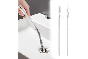 USTNIR 2 Stück Reinigungsbürsten für Abwasserkanäle, Abflussreiniger Spirale, Flexible Abflussreinigungsbürste, Drain Reinigungsbürste, für Kanalisation,Küche,Waschbecken,Badewanne