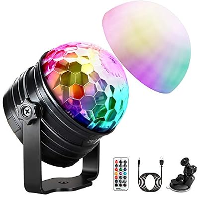 OMERIL Boule à Facette, OMERIL Boule Disco LED Jeux de Lumière - Veilleuse RGB 7 Couleurs avec Minuterie, Luminosités Réglables pour DJ Boîte Anniversaire d'Enfant (Alimentée par USB, Avec Télécommande)